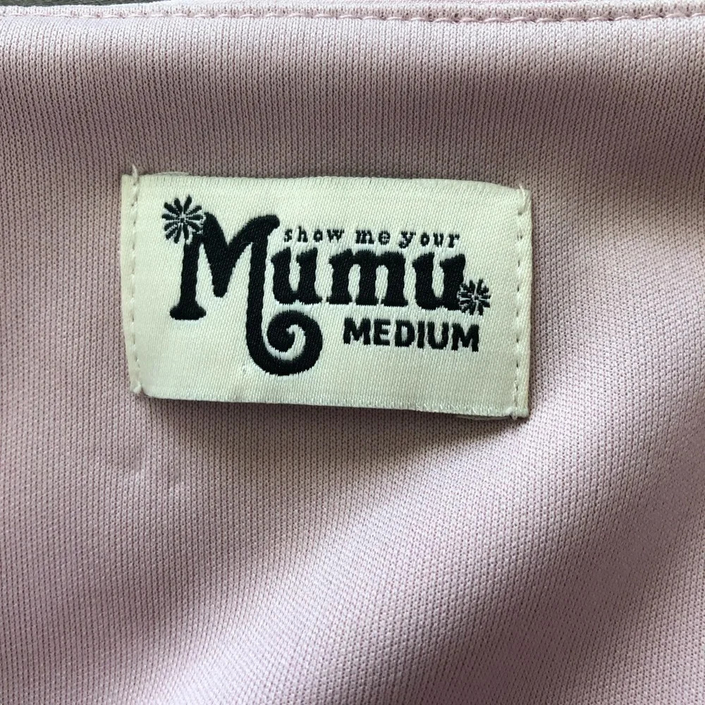 Show Me Your Mumu Pink Barcelona Bow Sleeves Ruffle Hem Gown Medium - Picture 7 of 9